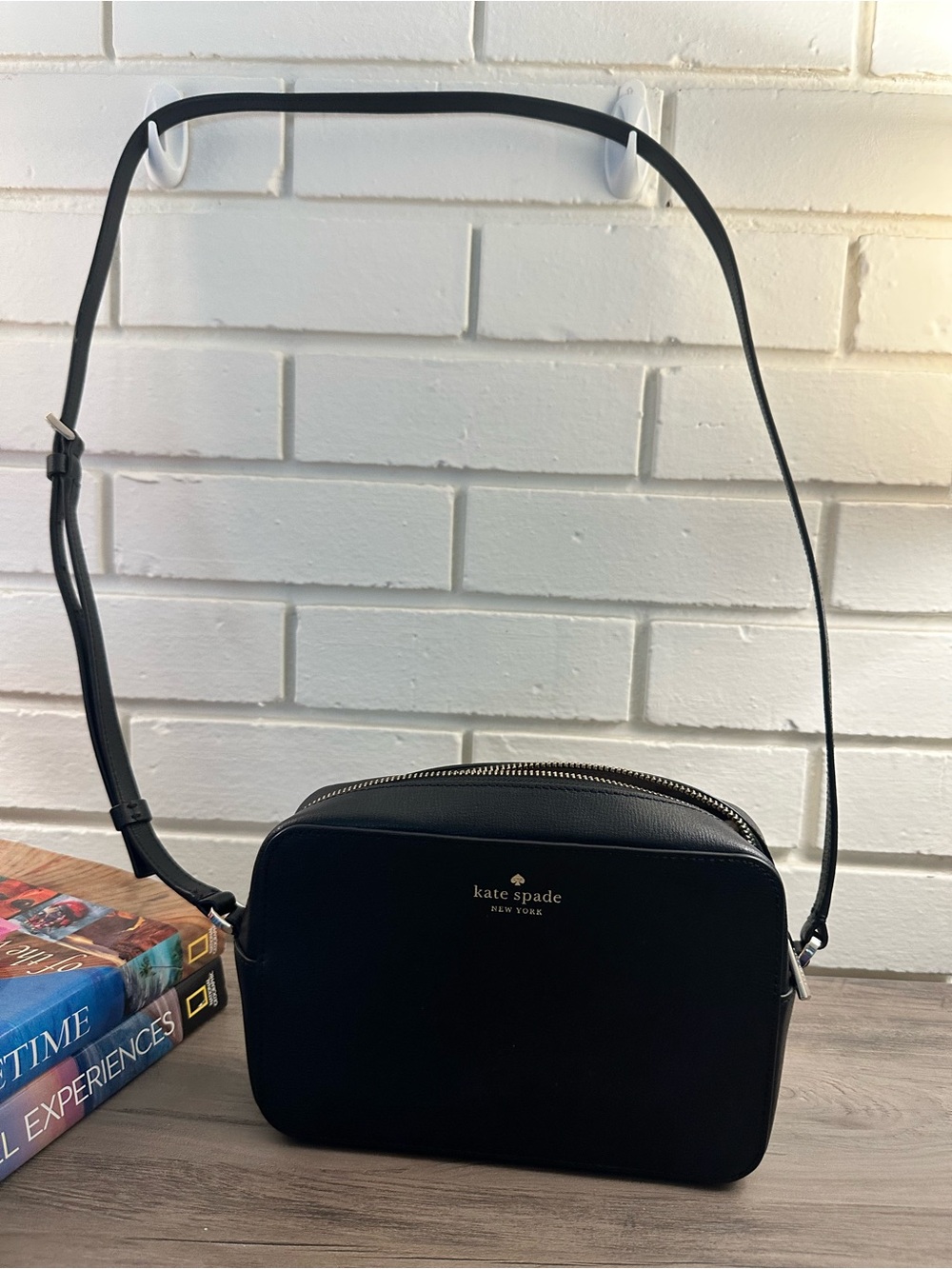 kate spade Black Crossbody Camera Bag with Gold Logo Hardware